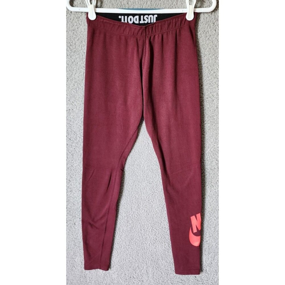 Nike Women's Leg-A-See Elastic Waist Pull On Leggings‎ Red/Pink Swoosh Logo Sz S
